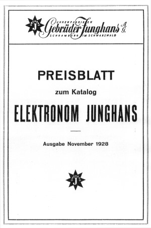 Preisliste zum Elektronom Katalog 1928